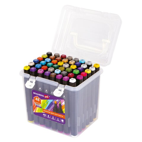 Маркеры для скетчинга двусторонние Brauberg Art Debut  Black линия 1-6 мм 48 цветов 152130 , 